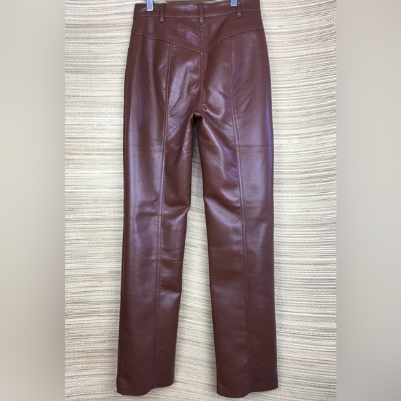 ARITZIA Wilfred Rebel High-waisted Vegan Leather pants Pants In Cognac Size 0 - Picture 8 of 14